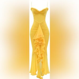 House of CB: Gabbi Ruffle Mesh High-Low Cocktail Dress